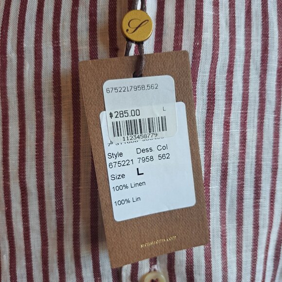 NEW Stenstroms Striped Red Button Down 100% Linen Dress Shirt Size L - Picture 4 of 16